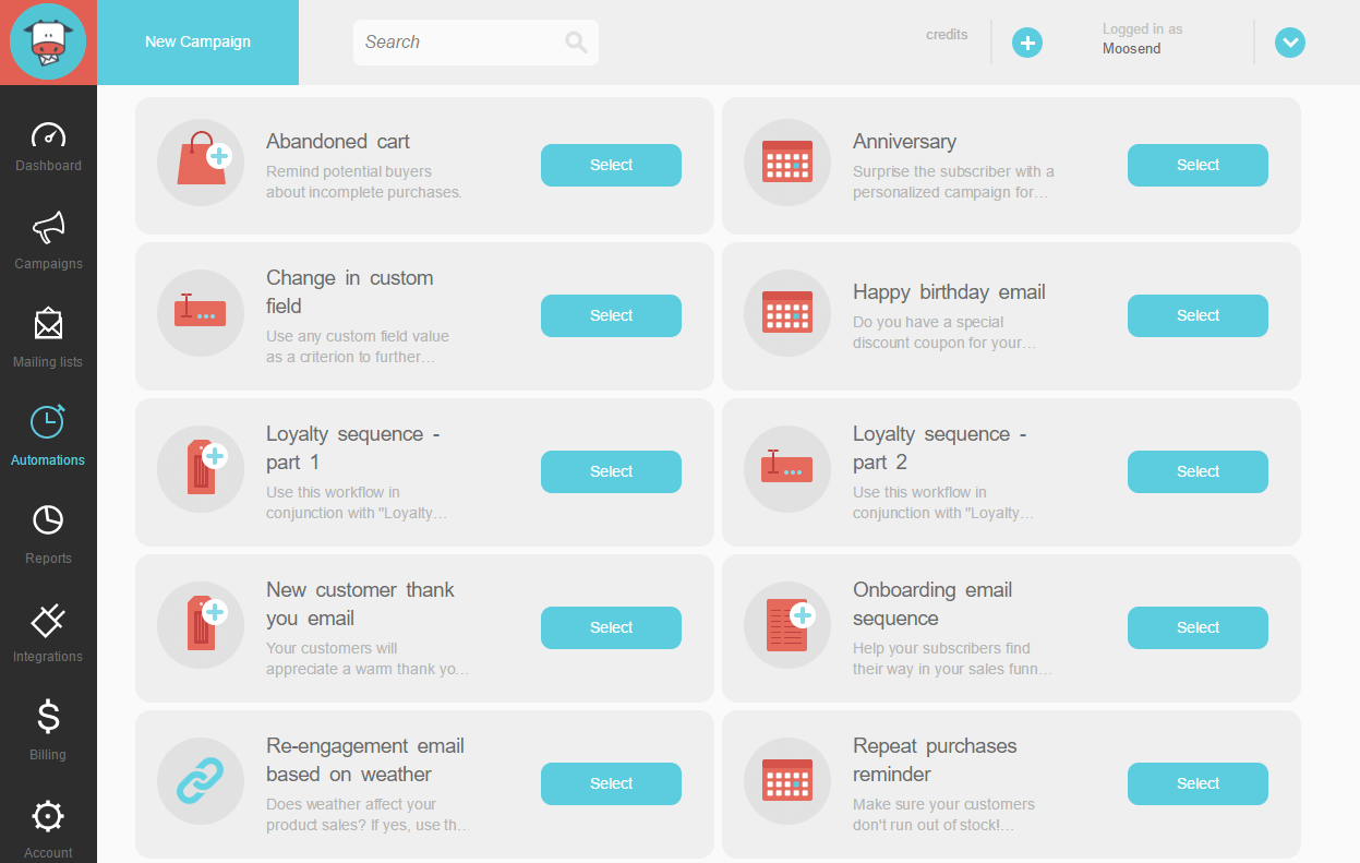 7 ottimi servizi di email marketing per le piccole imprese 6 moosend new campaign